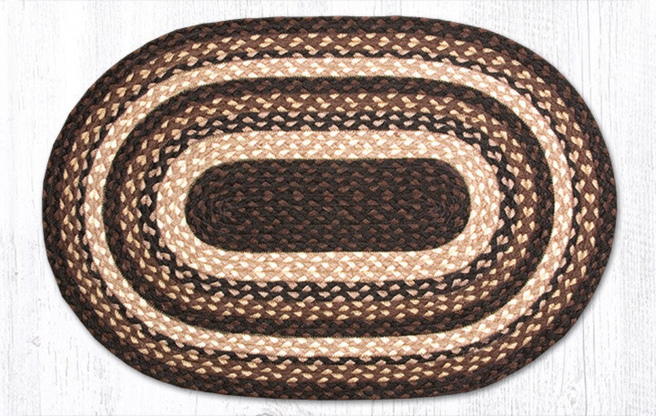 Earth Rugs C-313 Mocha / Frappuccino Oval Braided Rug 20" x 30"